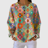Women's Vibrant Checkered Sweater in Art