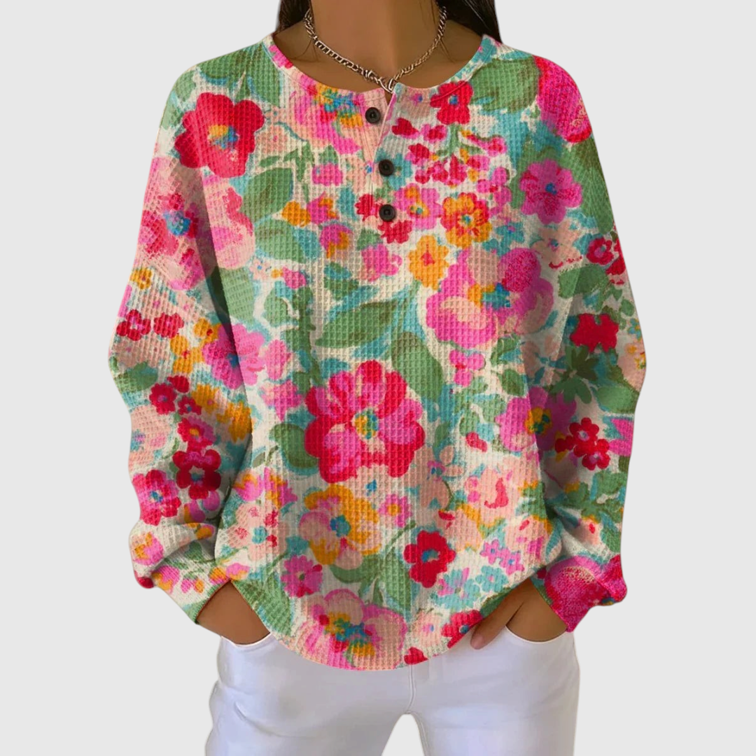 Women's Cozy Floral Sweater in Flowers