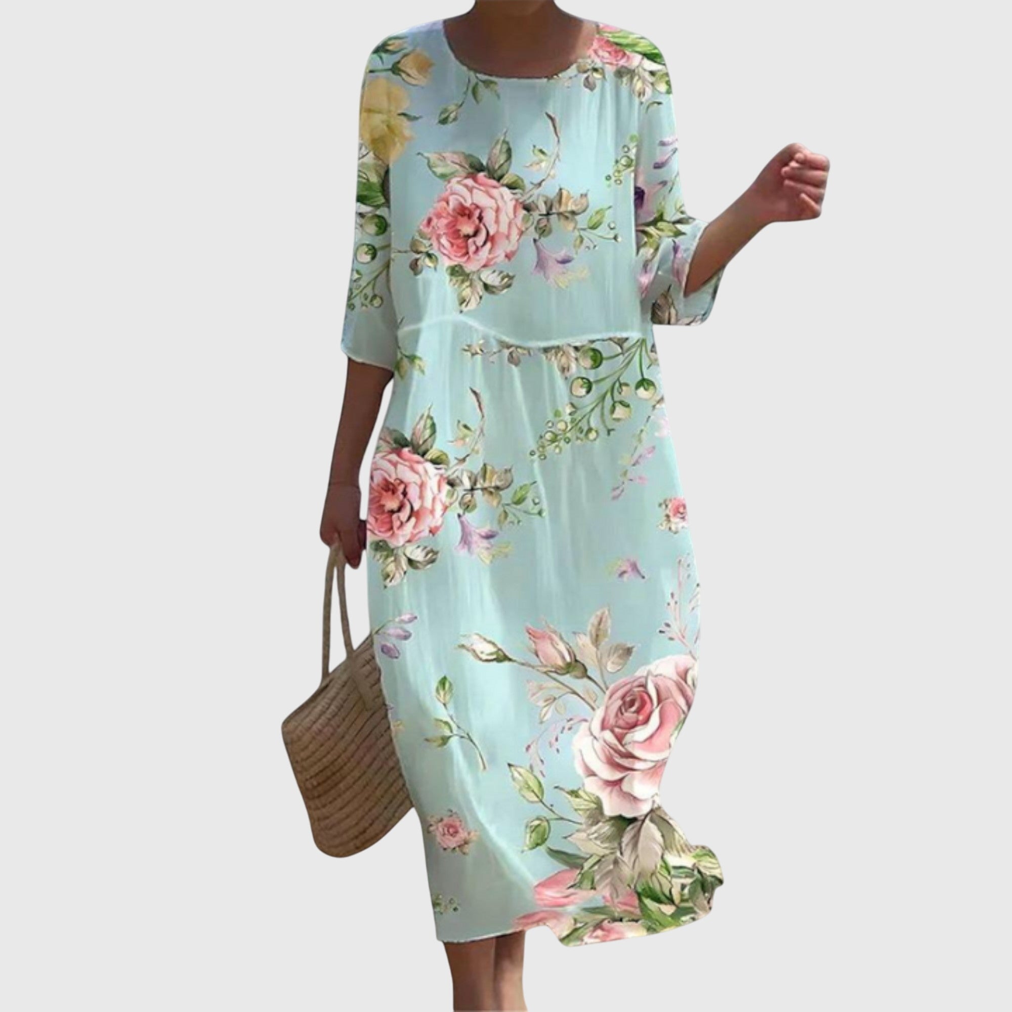 Women's Stylish Floral Maxi Dress in Blue