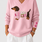 Women's Dachshund-Pattern Knit Sweater
