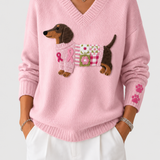 Women's Dachshund-Pattern Knit Sweater