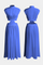 High-Neck Top & Side-Slit Skirt Set in Blue