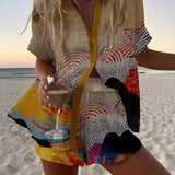 Women's Ocean Wave Print Two-Piece Summer Set