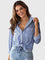 Women's Collared Neck Shirt in Misty Blue