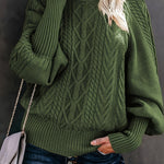 Women's Casual Long-Sleeve Tunic Sweater in Military Green