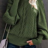Women's Casual Long-Sleeve Tunic Sweater in Military Green
