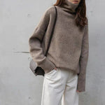 Ilona Oversized Turtleneck Sweater in Brown