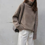 Ilona Oversized Turtleneck Sweater in Brown