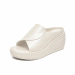 Eliza Comfort Slip-on Wedge Sandals in Beige