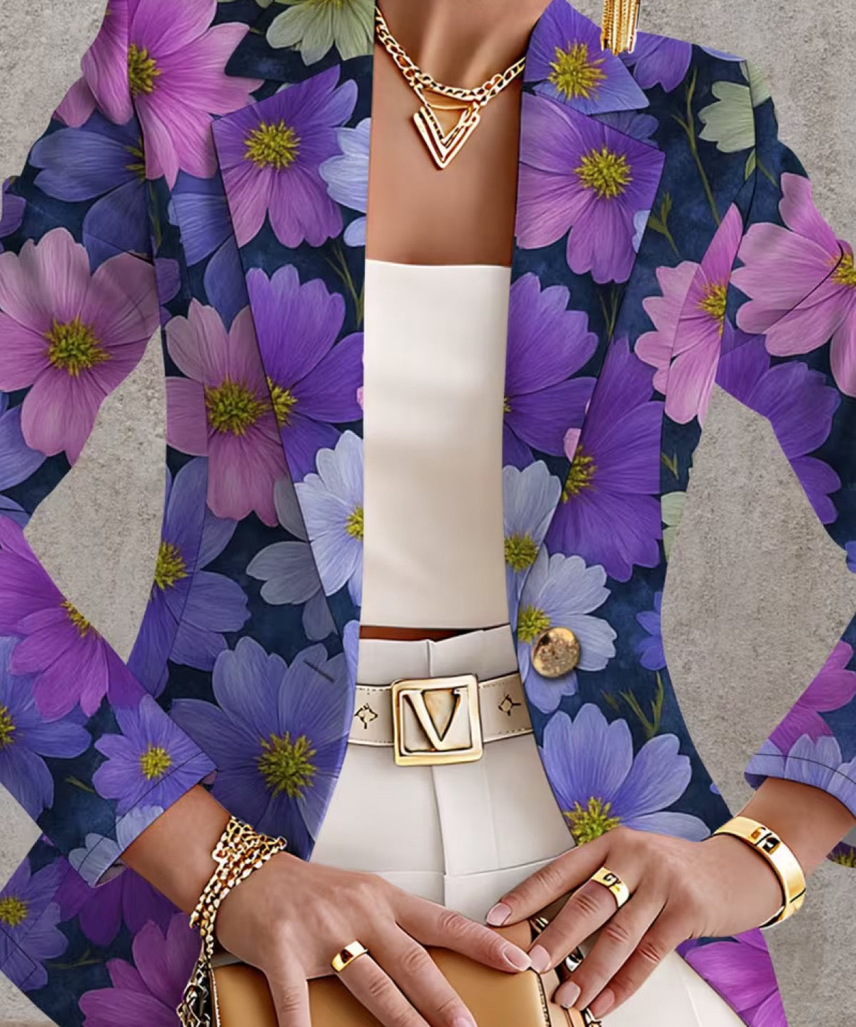 Women's Purple Floral Blazer, photo 2