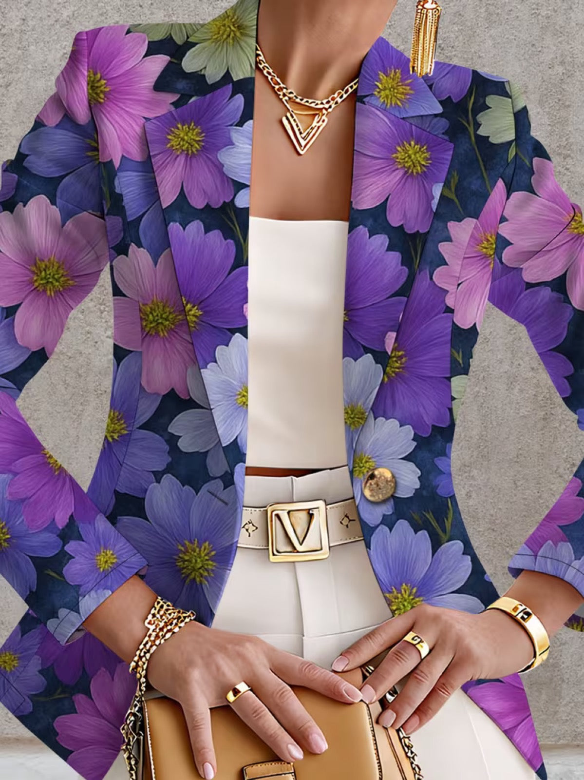 Women's Purple Floral Blazer, photo 2