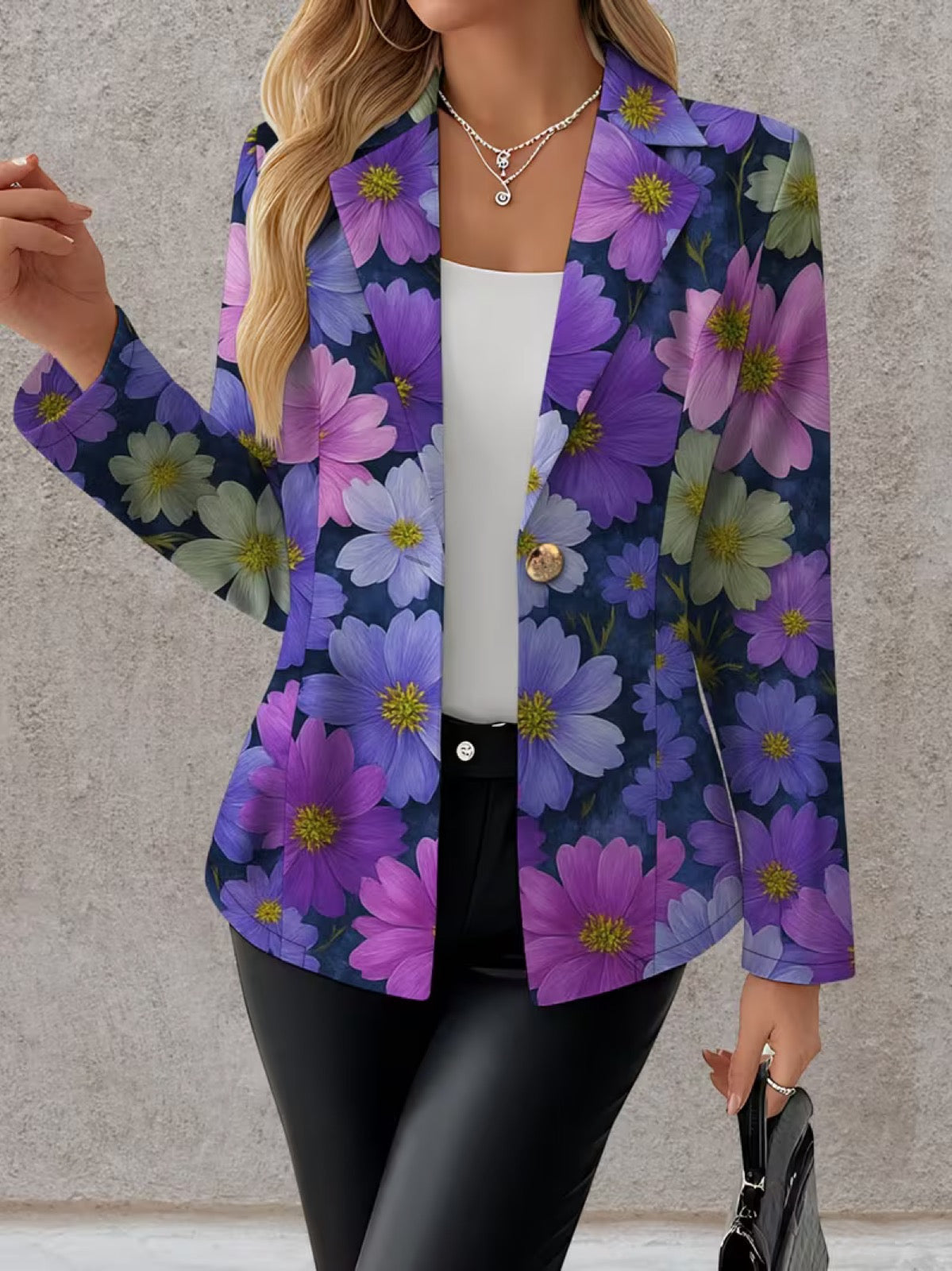 Women's Purple Floral Blazer, photo 4