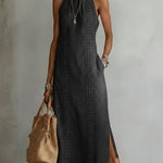 Women's Vintage Lace Denim Dress in Black