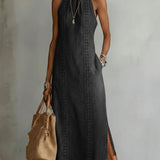 Women's Vintage Lace Denim Dress in Black