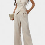Asymmetrical Peplum Vest and High-Waisted Pants Set, photo 2