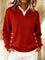 Women's V-Neck Sweater with Collar in Red