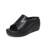 Eliza Comfort Slip-on Wedge Sandals in Black