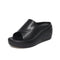 Eliza Comfort Slip-on Wedge Sandals in Black
