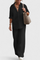 Relaxed Fit Two-Piece Linen-Cotton Ensemble in Black