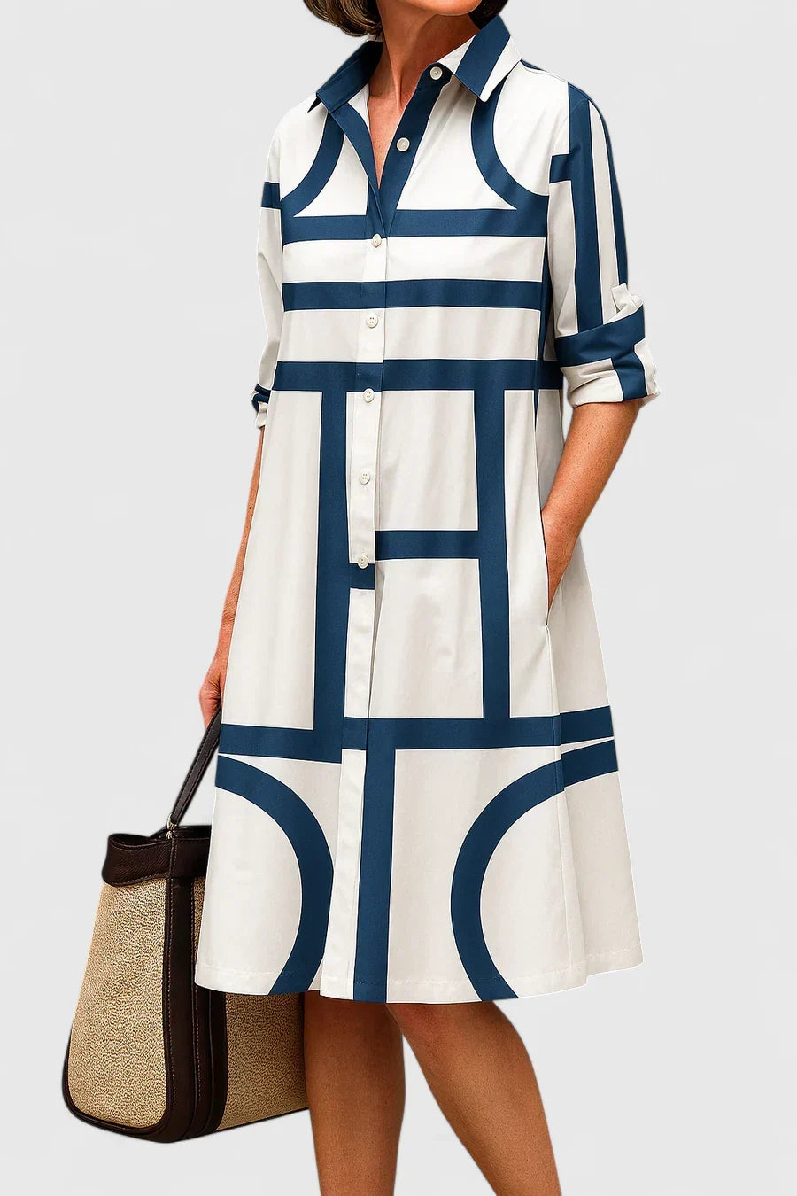 Skarlette Elegant Midi Dress in White
