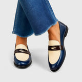 Women's Lightweight Comfort Loafers in Blue and Beige