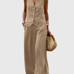 Mabel Elegant Two-Piece Set in Khaki