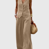 Mabel Elegant Two-Piece Set in Khaki
