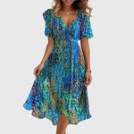 Women's Chic Midi Dress in Blue