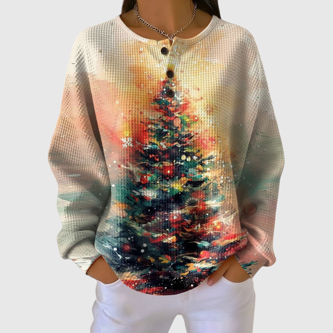 Ella Cozy Christmas Tree Sweater in Art