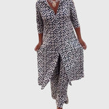 Women's Elegant Vintage Two-Piece Set in White