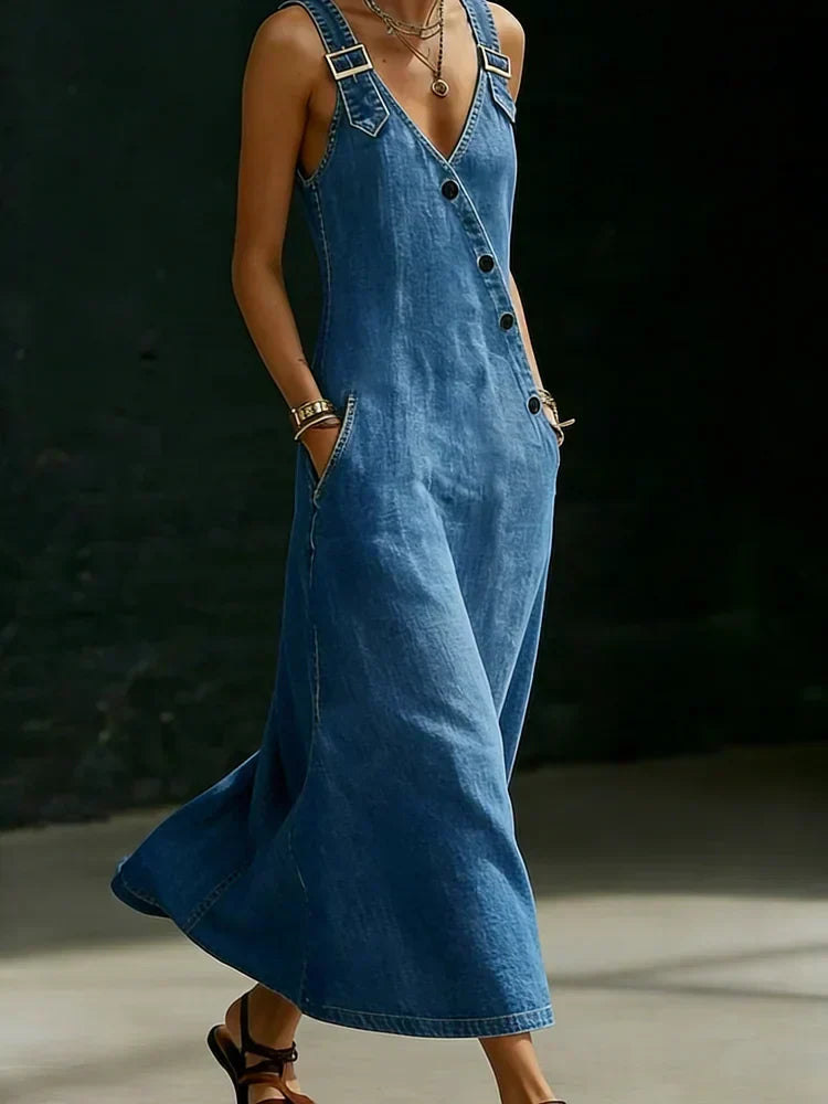 Women's Button-Front Denim Maxi Dress, photo 6