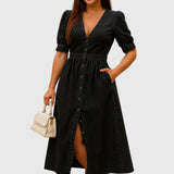 Jacqueline Elegant Denim Dress in Black