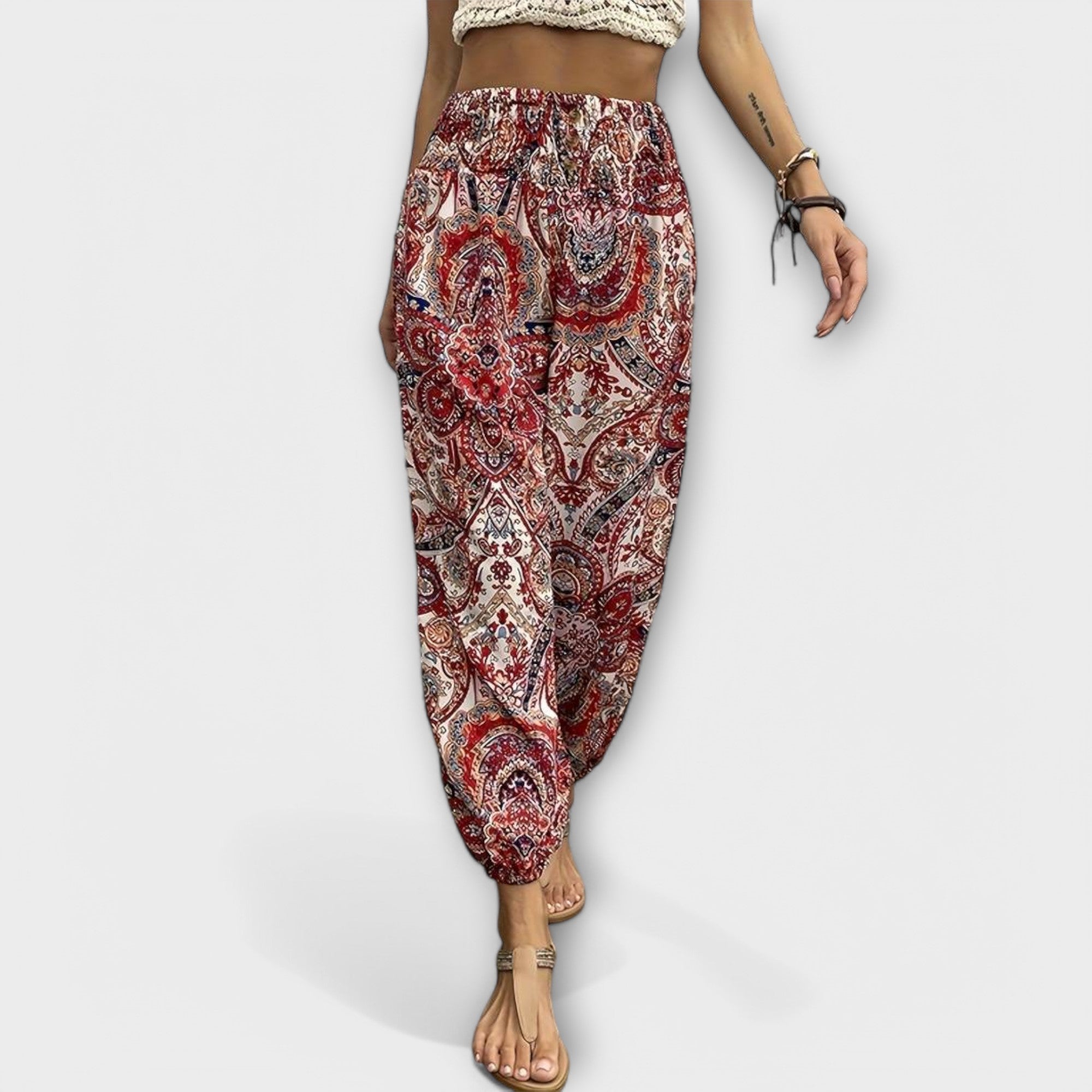 Women's Ethnic Graphic Pants in Red