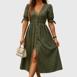 Jacqueline Elegant Denim Dress in Green