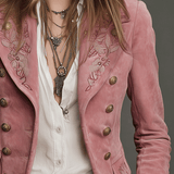 Vintage Double-Breasted Suede Embroidery Jacket