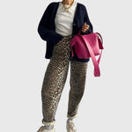 Women's Vintage Jeans with Leopard Print
