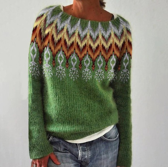 Women's Retro Island-Inspired Sweater