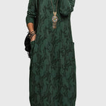 Women's Casual Round-Neck Dress in Green