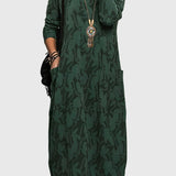 Women's Casual Round-Neck Dress in Green