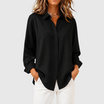 Women's Loose-Fit Collared Blouse in Black
