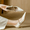 Women's Pearl-Strap Pointed-Toe Kitten Heels in Beige
