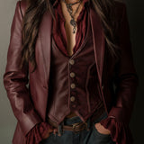 Delphine | Vintage Burgundy Blazer