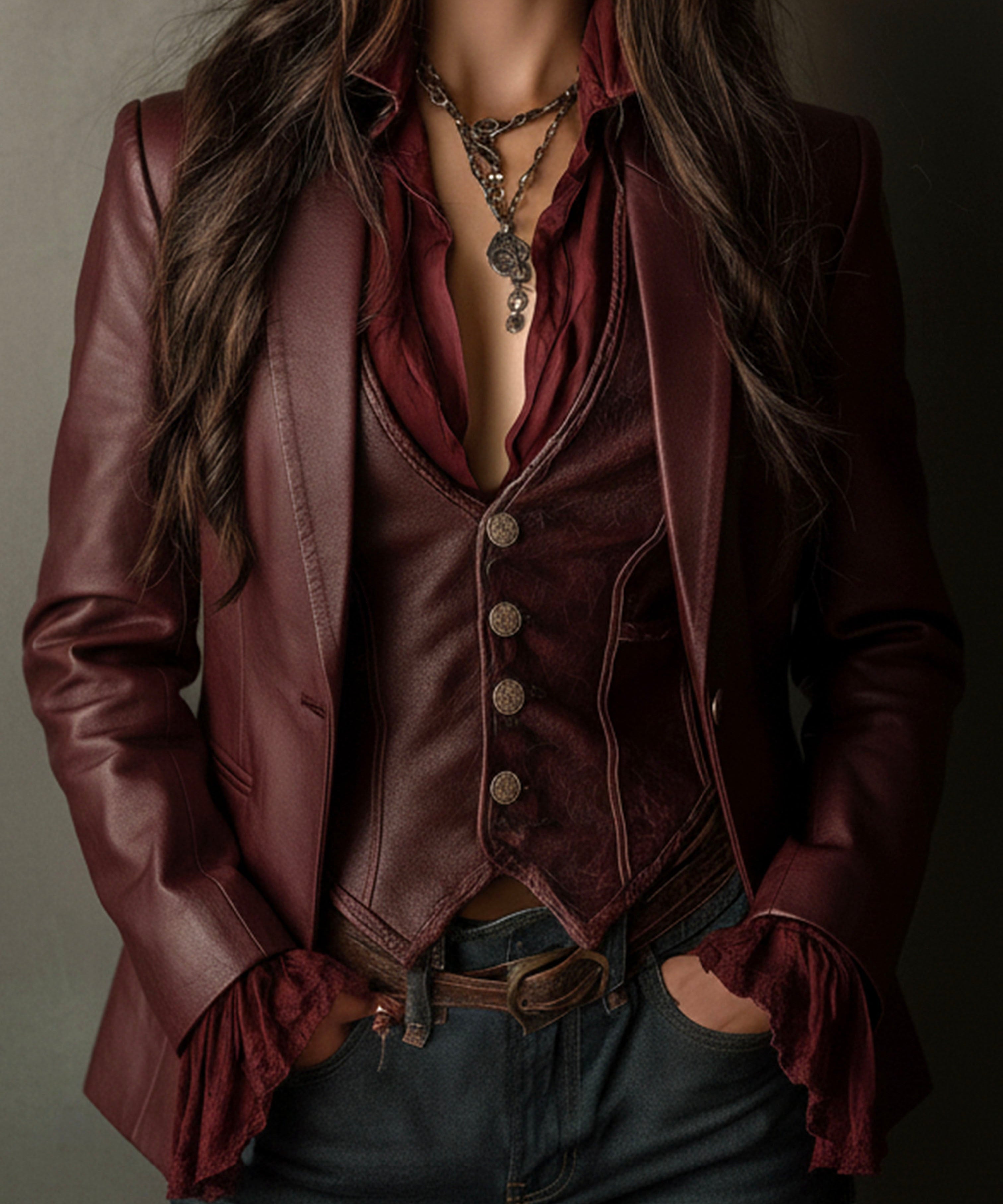 Delphine | Vintage Burgundy Blazer