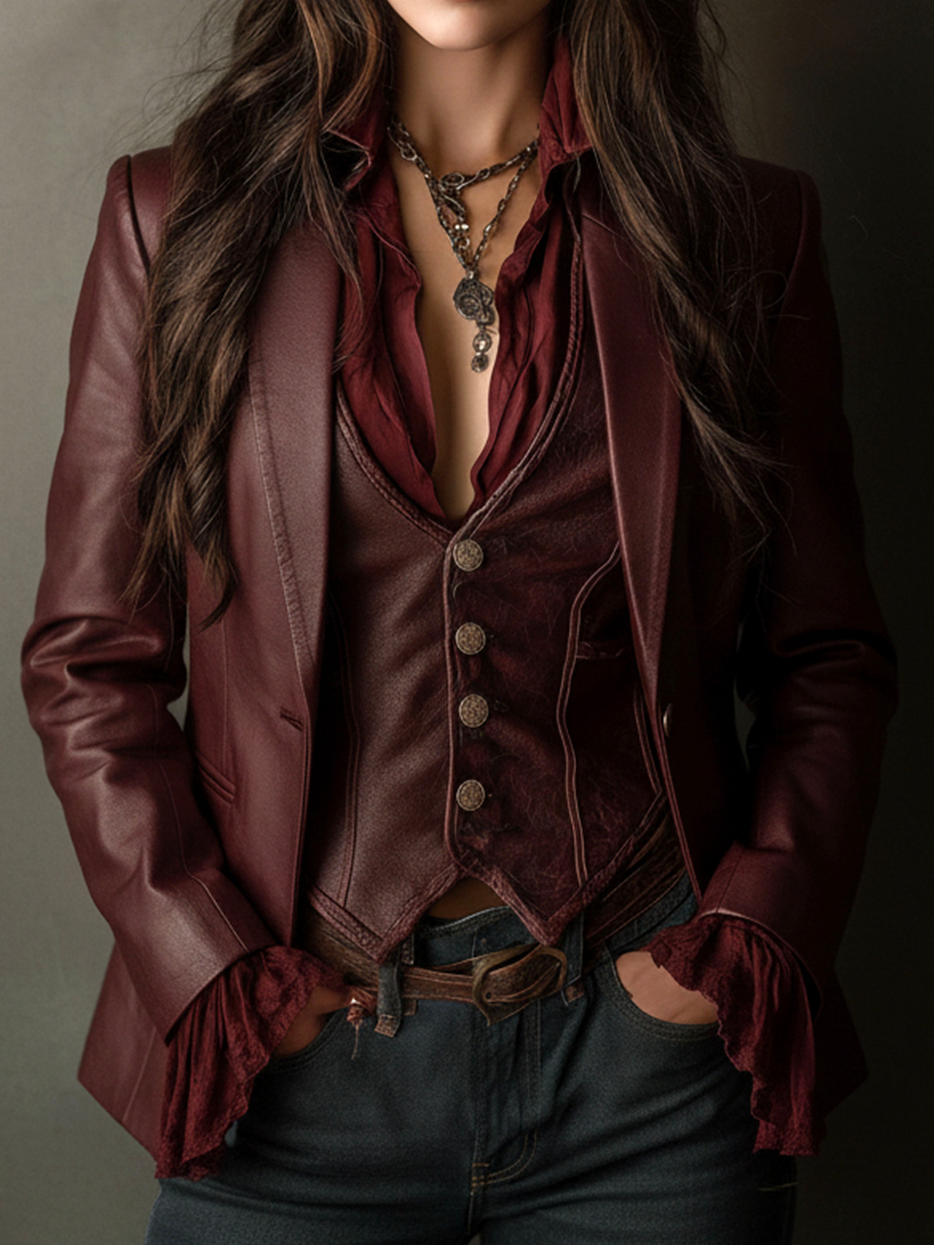 Delphine | Vintage Burgundy Blazer