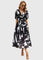 Women's Flattering Floral Midi Dress in Black