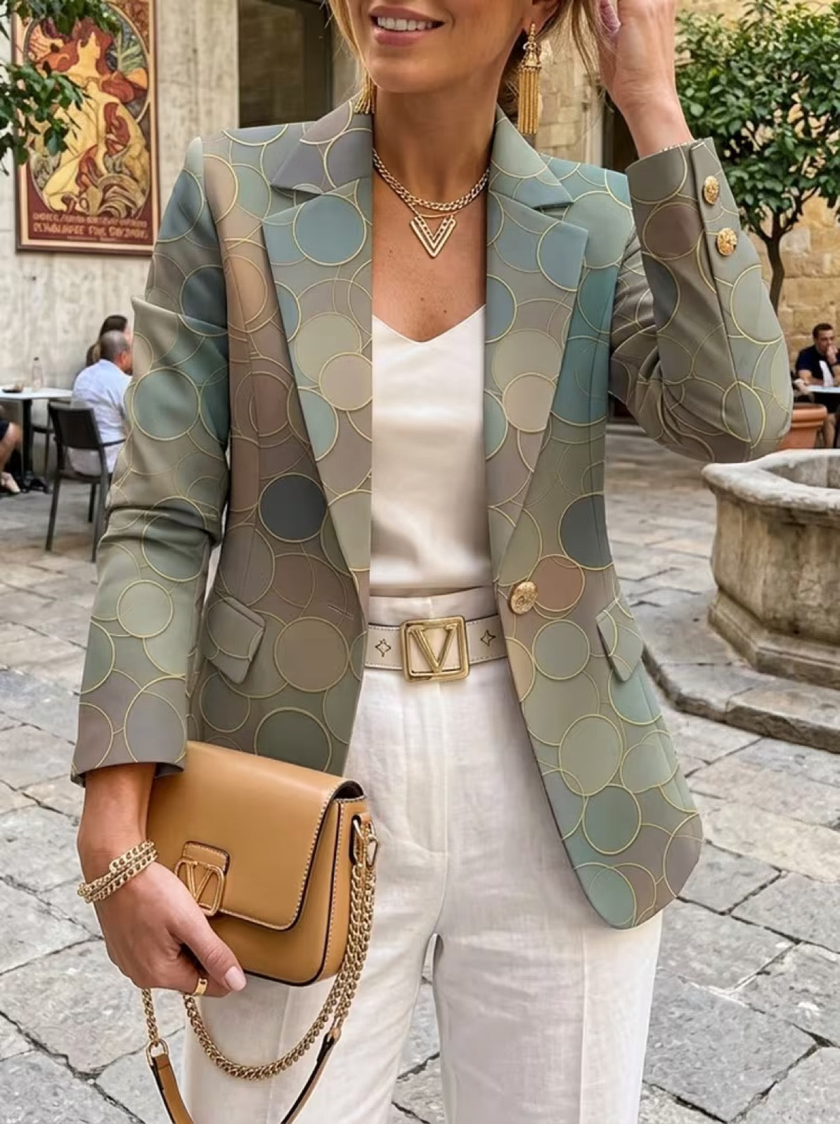 Women's Multicolor Polka Dot Blazer, photo 3