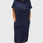 Women's Casual Hoodie Dress in Navy Blue