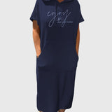 Women's Casual Hoodie Dress in Navy Blue