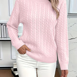 Women's Pink Cable Knit Sweater