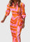Women's Elegant Wrap Dress with Print in Orange